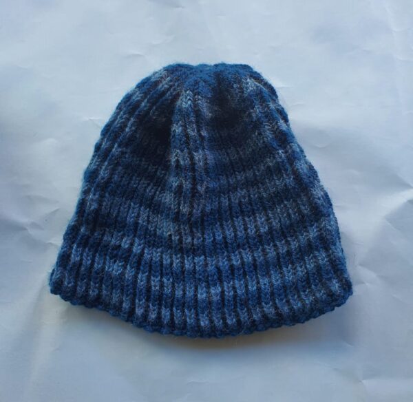 Hand-Knitted Blue Wool Cap - Soft, Warm, Cozy & Stylish 100% Wool