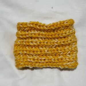 Hand-Knitted Yellow & Cream Wool Headband & Neckband – Versatile, Cozy Winter Accessory