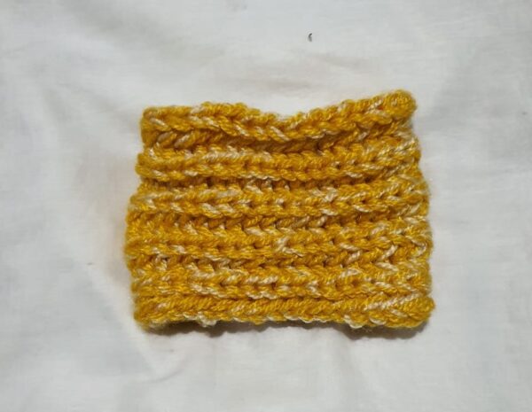 Hand-Knitted Yellow & Cream Wool Headband & Neckband – Versatile, Cozy Winter Accessory
