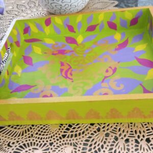 Hand painted wooden serving tray