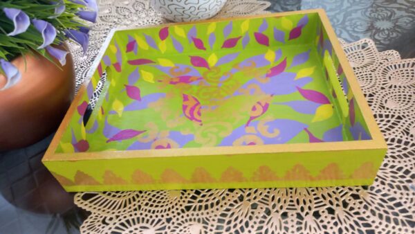 Hand painted wooden serving tray