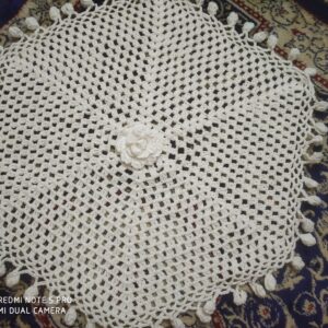 White Beehive heaxagon crochet cotton thread Thalposh/Table Mat(19 inch)