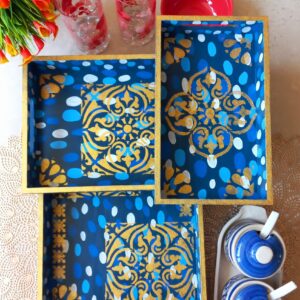 Set of 3 Hand painted Wooden Trays