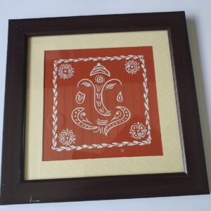 Handmade Ganesh Painting on Canvas: Kumaoni Traditional Cultural Art