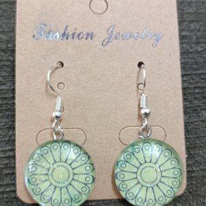 Light green glass Cabochon earrings