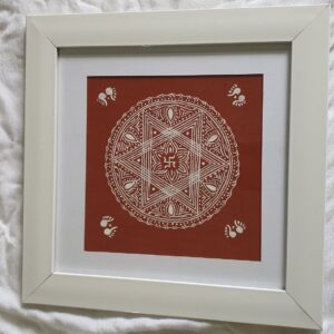 Framed Lakshmi Chauki on Canvas with Swastika : Uttarakhand's Cultural Heritage
