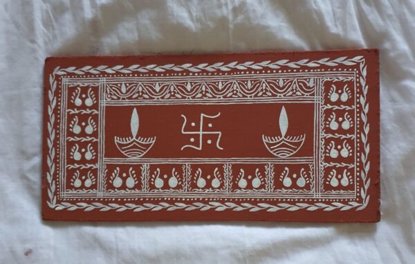 Diwali Essence: Handcrafted Cultural Art on Hardboard with Geru & Rice Paste