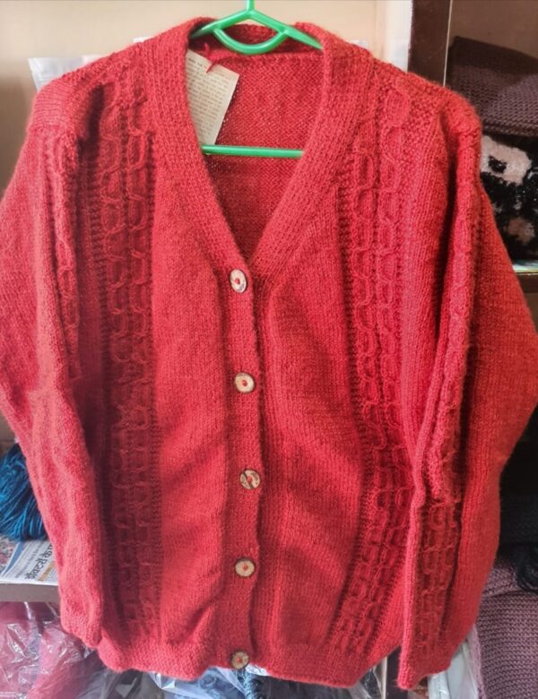 Handmade Red Wool Cardigan for Women - Cozy, Stylish, and Versatile Knitted Sweater for Any Occasion