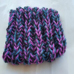 Hand-Knitted Purple Check Wool Headband & Neckband – Versatile, Cozy Winter Accessory