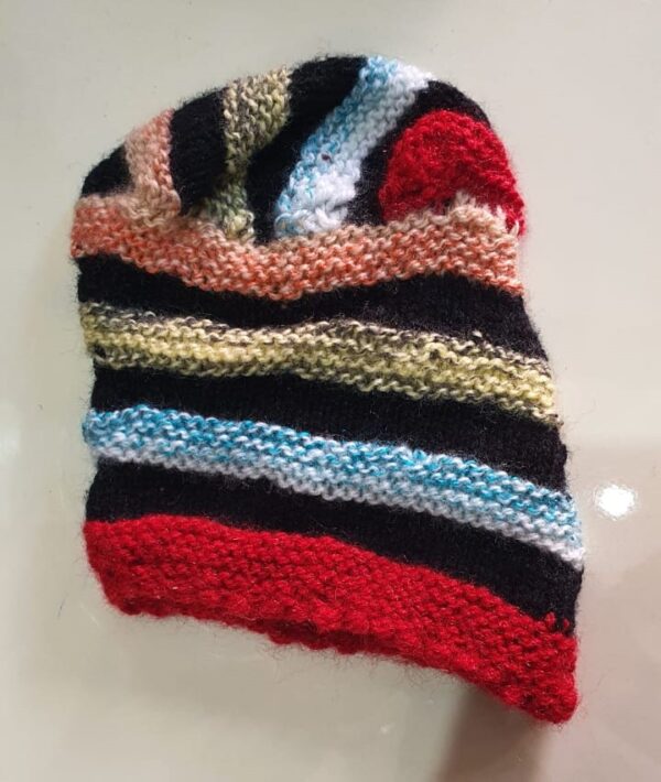 Hand-Knitted Bright Multi-Colored Wool Cap – Vibrant, Fun, and Cozy Winter Accessory