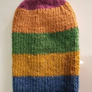 Vibrant Multi-Colored Hand-Knitted Wool Cap - Cozy, Stylish, and Comfortable Winter Accessory