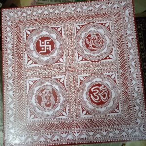 Aipan art of Pooja ki chowki