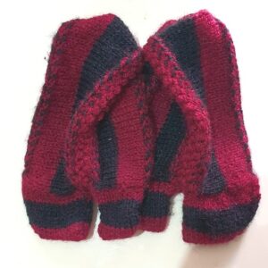 Hand-Knitted Black and Red Wool Socks – Bold, Cozy, and Fashionable Winter Essential