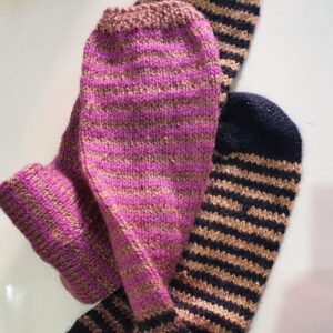 Hand-Knitted Multi-Colored Wool Socks – Cozy, Comfortable, and Stylish (One Size)