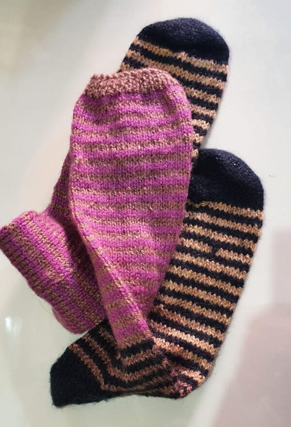 Hand-Knitted Multi-Colored Wool Socks – Cozy, Comfortable, and Stylish (One Size)