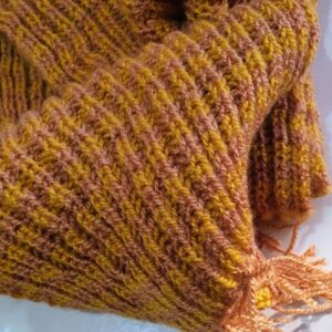Hand Knitted Mustard Stripe Wool Muffler - Cozy, Stylish, and Warm Scarf for Winters