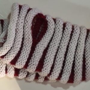 Stylish White & Red Stripe Handknitted Wool Half Gloves - Warm, Comfortable, and Versatile
