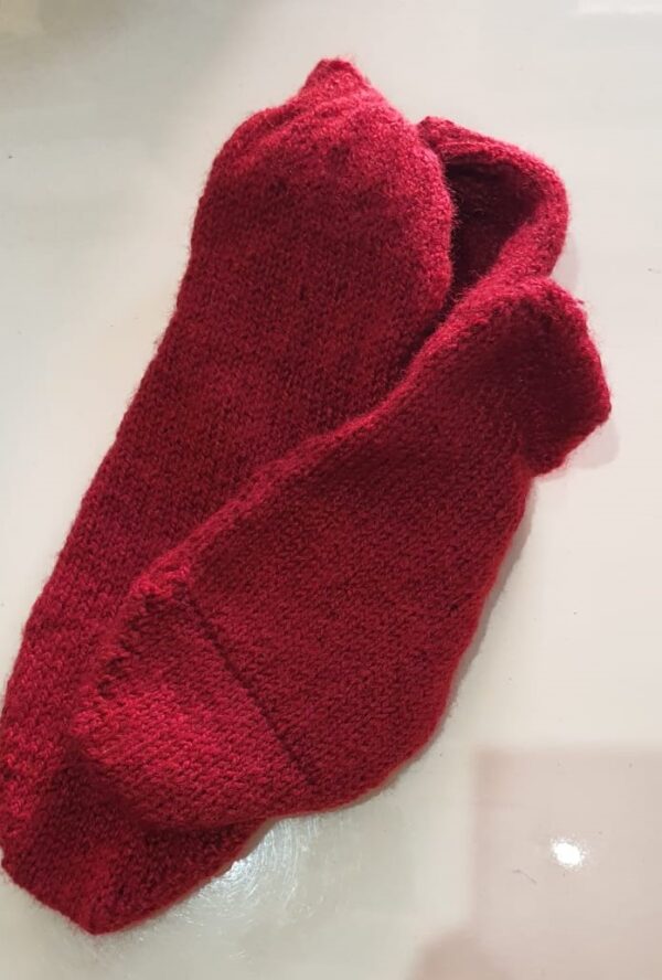 Hand-Knitted Red Wool Socks – Cozy, Warm, and Stylish Everyday Essential