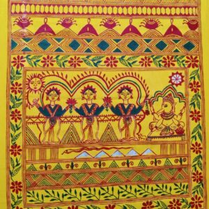 Kumaon Jyotipatta: Traditional Ritual Mural on Yellow Cotton Cloth