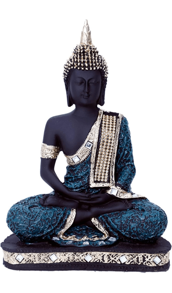 Handcrafted Sitting Buddha Statue (Black and Blue)
