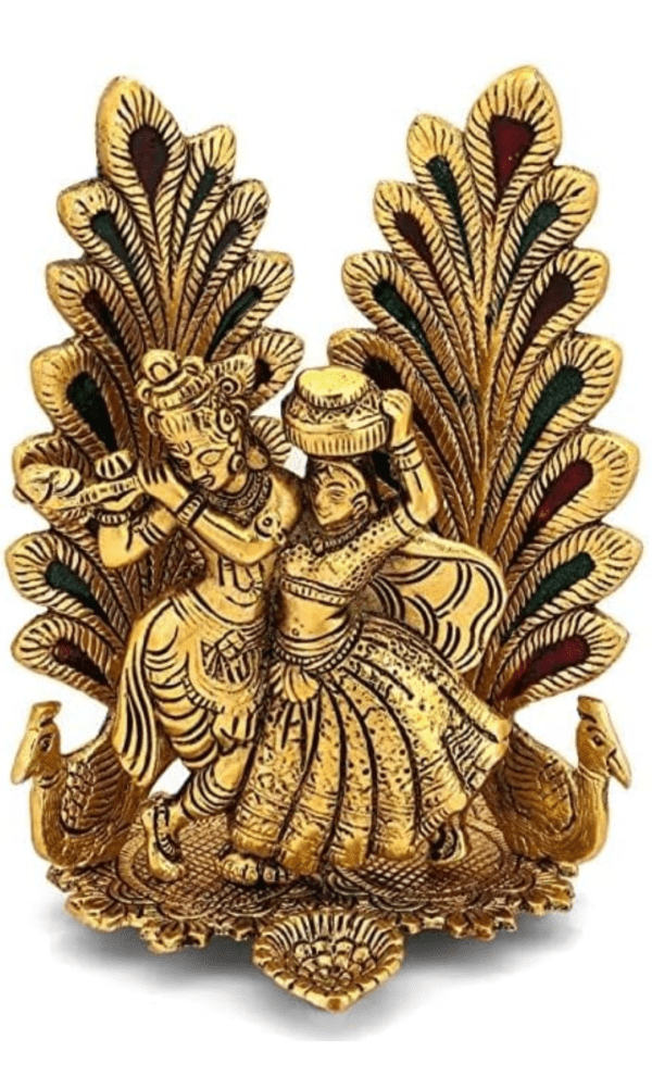 Handcrafted Radha Krishna Idol with Diya