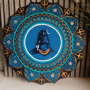 Handcrafted Shiva Mandala Art | Trishul Petal Design | Acrylic Dot Painting on MDF