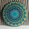 Handcrafted Turquoise-Gold Mandala Wall Art | Acrylic Dot Painting on MDF (15")