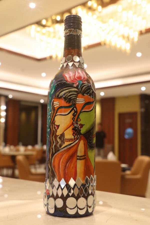 Modern Shiv Parvati Bottle Painting