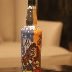 Handcrafted Hindu Artform Shiv Parvati Bottle Painting