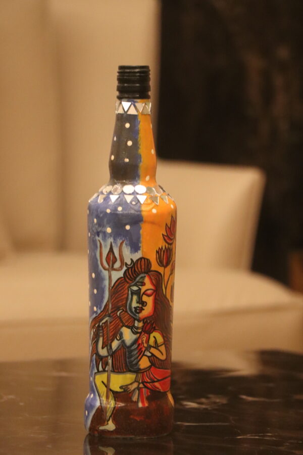 Hindu Artform Shiv Parvati Bottle Painting