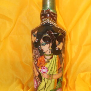 Handcrafted Rajasthani Women Hand-Painted Bottle Art
