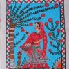 Handmade Madhubani Canvas Art: Elegant Flower Plucking Lady – Perfect for Gifts, Home, and Public Decor