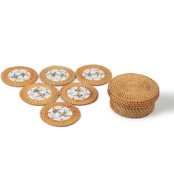 Handwoven Rattan Coaster Set | Set of 6 Unique Handmade Designs
