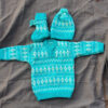 Soft & Stylish Sea Green Kids Knitted Set: Sweater, Cap, and Socks