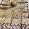 Sophisticated Dark Beige Handcrafted Muslin Silk Jamdani Saree with Zari Butti and Border