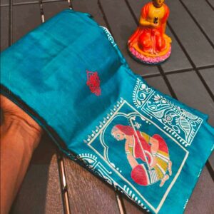 Handcrafted Tussar Silk Firozi Blue Saree – Free Size, Traditional & Contemporary Fusion