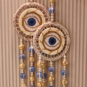 Evil Eye Wall Hangings - Set of 2 | 2ft Length | Featuring Gota Rings, Beads & Latkans