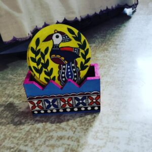 Hand painted Wooden Coasters with Bird Design – Set of 6