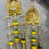 Yellow Rishi Sidhi Wall Hanging – 20 Inches | Crafted with Stone Ring, Artificial Flowers & Beaded Patchwork