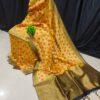 Lemon Yellow Paithani Silk Saree with Intricate Meena Embroidery and Golden-Black Border