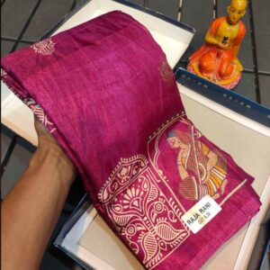 Traditional Handcrafted Magenta Tussar Silk Saree