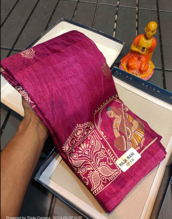 Traditional Handcrafted Magenta Tussar Silk Saree