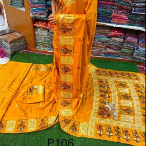 Tussar Silk Handcrafted Mustard Saree – Free Size | Timeless Elegance in Luxurious Fabric