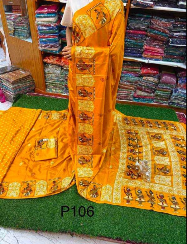 Tussar Silk Handcrafted Mustard Saree – Free Size | Timeless Elegance in Luxurious Fabric