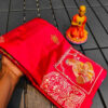 Red Tussar Silk Handcrafted Saree – A Symphony of Tradition and Luxury