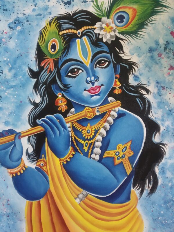 Hand painted Krishna acrylic painting