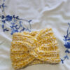 Hand-Knitted Woolen Yellow & Cream Striped Headband & Neckband Set - One Size