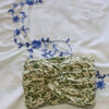 Hand-Knitted Woolen Green & Cream Striped Headband and Neckband Set - Cozy, One Size Fits All