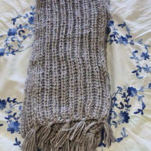 Cozy Hand-Knitted Woolen Muffler – Classic Grey | 185 x 17 cm, Soft & Stylish