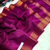 Magenta Glow – Handcrafted Bapta Tussar Silk Saree with Gold Accents & Blouse Piece